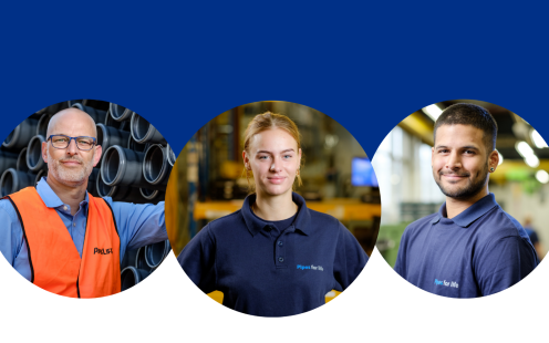 Banner with Pipelife employees