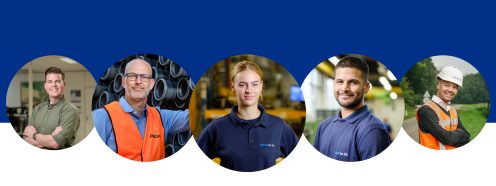 Banner with Pipelife employees